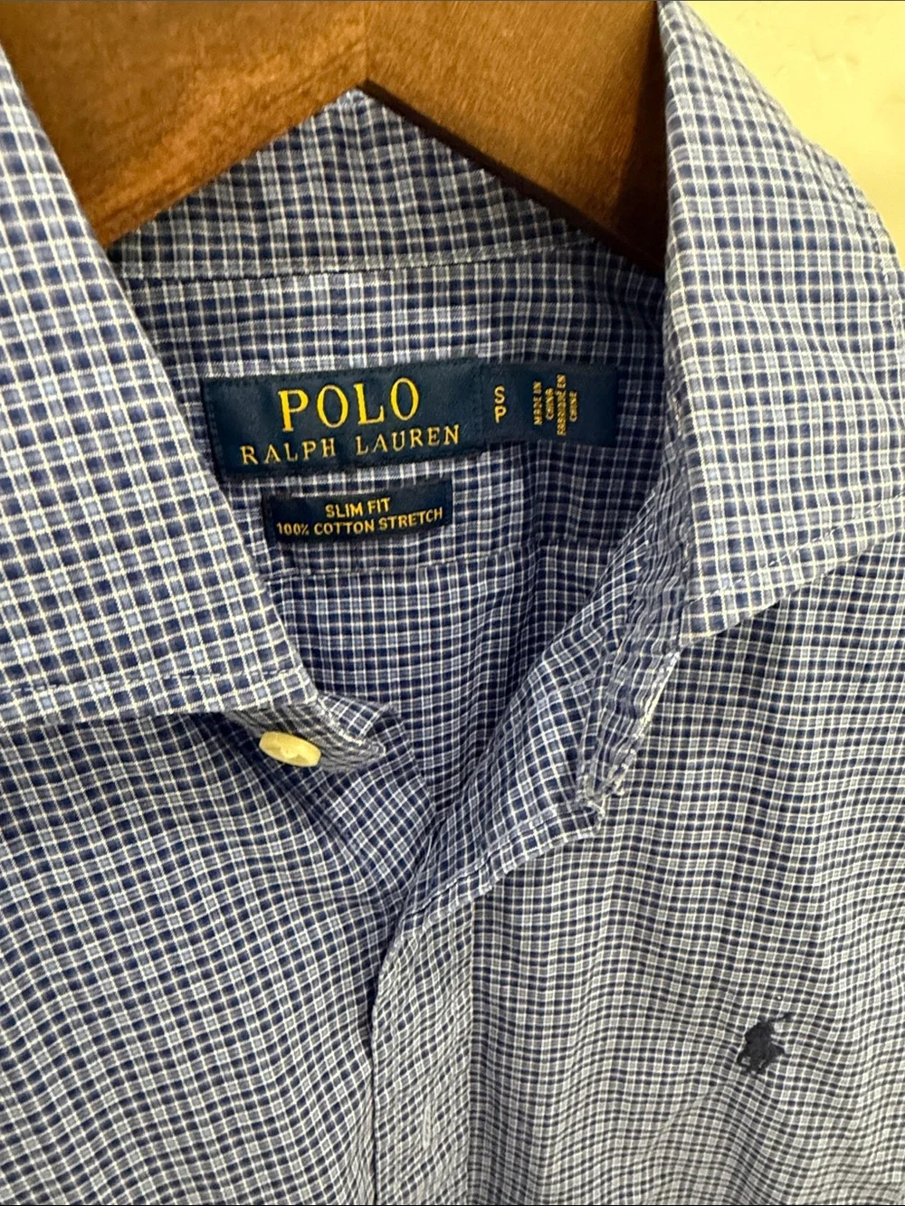 Polo by Ralph Lauren Navy and Light Blue Micro-Check Dress Shirt